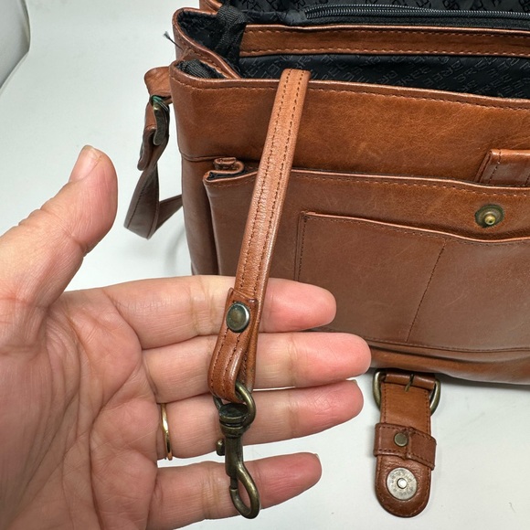 Vintage Bree Germany Brown Saddle Leather Crossbody Bag - Picture 15 of 16